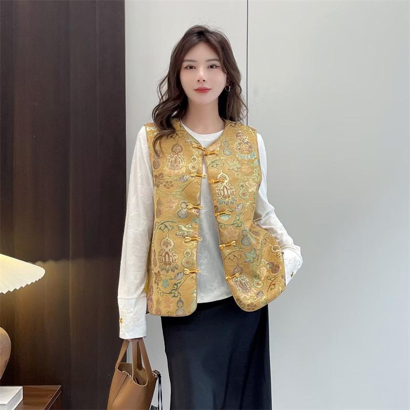 Plus Size Women's Zen Jacquard Cardigan Vest - Spring 2026 Chinese Style