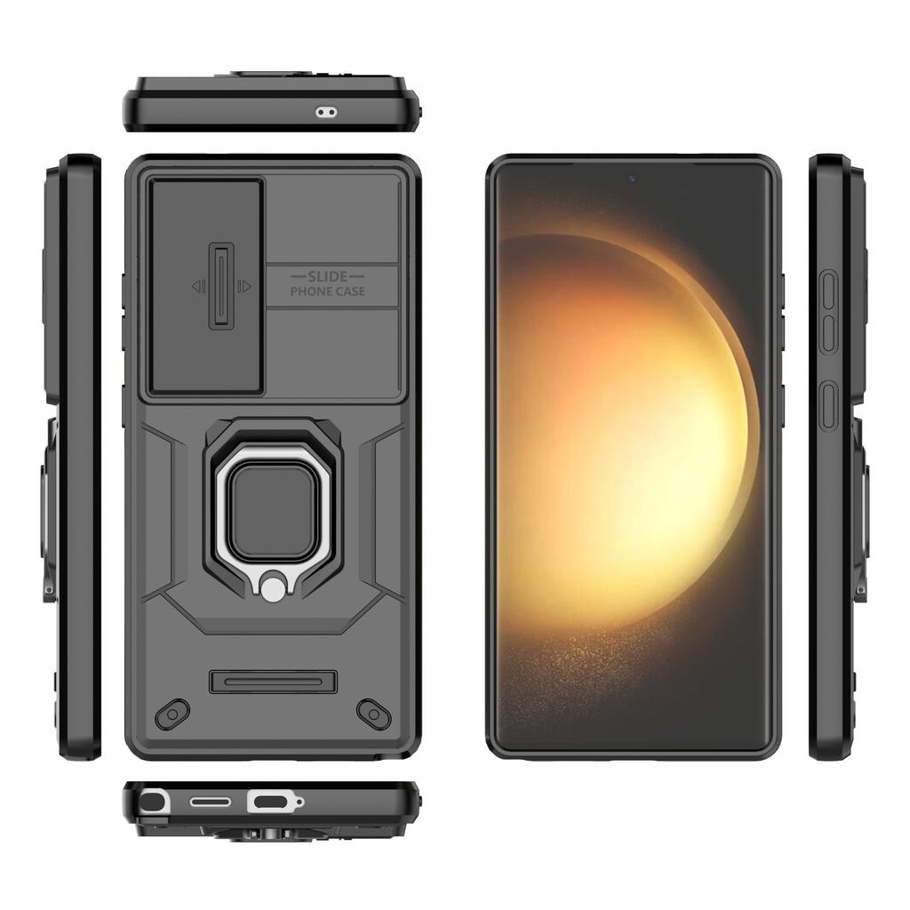 For Samsung Galaxy S25 Ultra Case PC+TPU Kickstand Phone Protector with Lens Cover