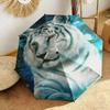 1pc cartoon tiger Umbrella Portable Folding Umbrella Iron Frame Hole Bone Structure Outdoor Home Umbrella