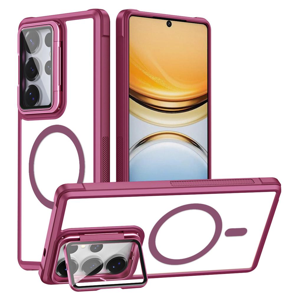 For Samsung Galaxy S26 Ultra Magnetic Case Clear Back Cover with Lens Cover Kickstand