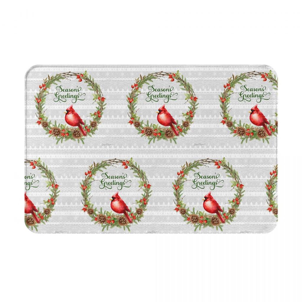 Christmas Cardinal Ride Fantasy Oil Painting Non-slip Doormat Floor Mat Carpet Rug for Kitchen Entrance Home Balcony Footpad Mat