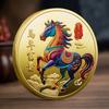 Färgglad 2026 Zodiac Horse-medalj för födelsedagsminnesmynt, konstnärlig metallisk souvenir för hantverk.