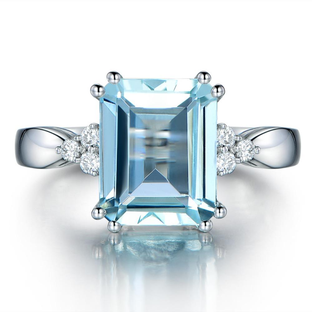 Elegant 18k Gold Plated Topaz Engagement Ring for Women Colorful Sapphire Jewelry