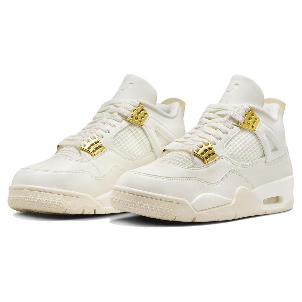 Air Jordan 4 Retro Metallic Gold Moteriški sportbačiai Kreminiai Buriniai Juodi AQ9129-170