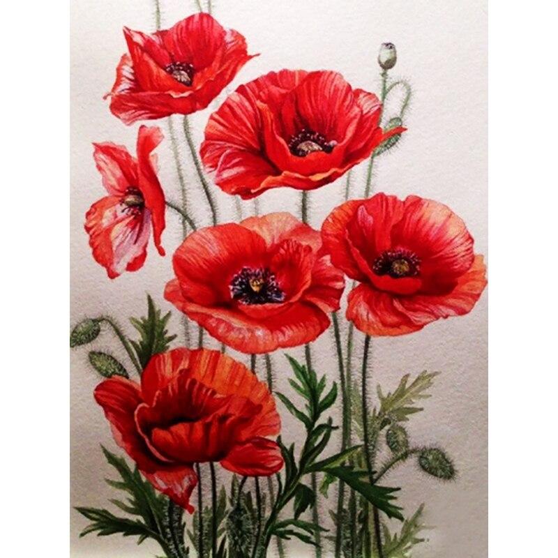 

DIY Повний круглий 5D Алмазний живопис Пейзаж Квіткова Алмазна Вишивка Мозаїка Вишивка хрестом Квітка маку Домашній декор Подарунок Full Round 30x40CM
