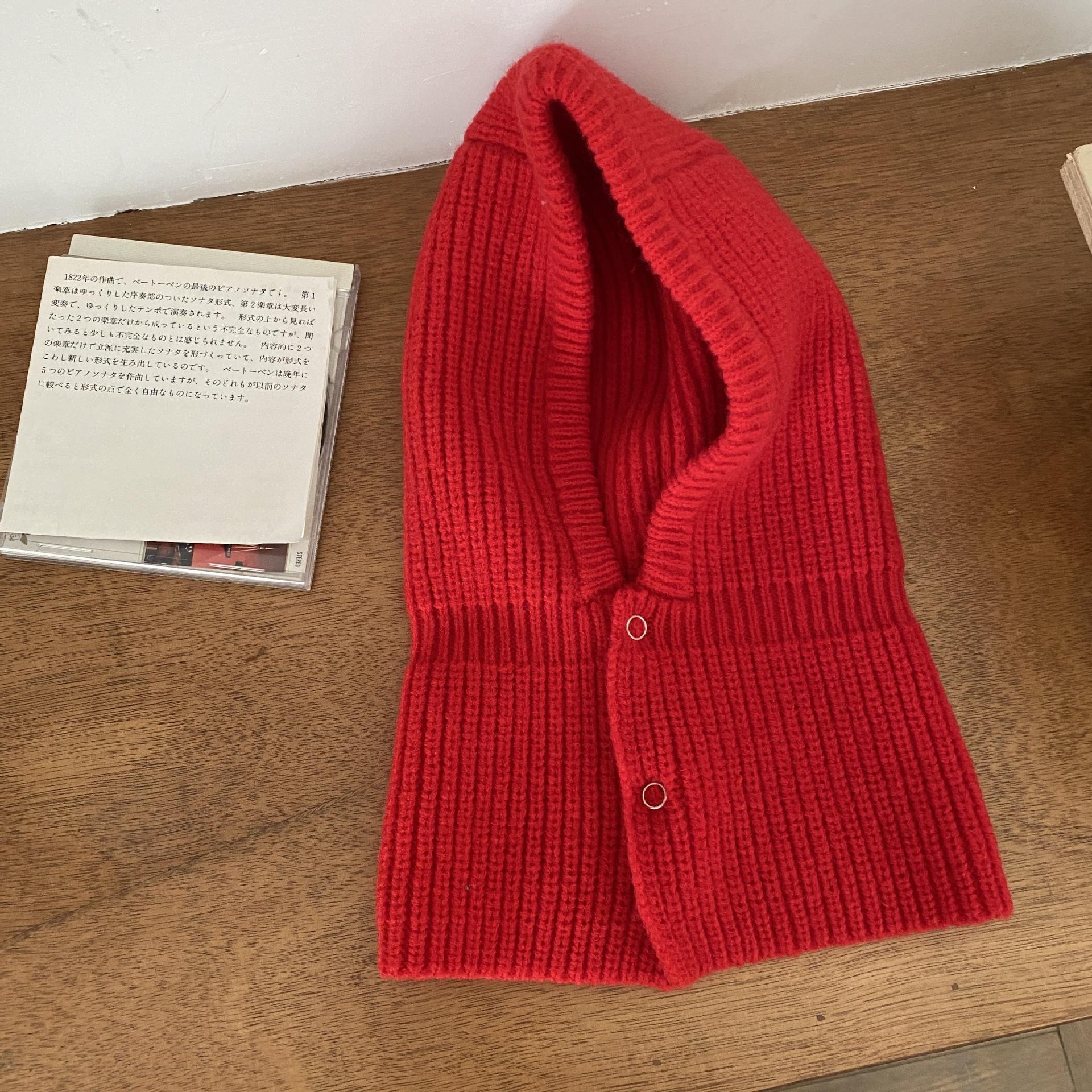 

Корейская Модная Осень и Зима Вязаная Шапка Модная Теплая Защита Шеи Шапка-Мешок Головной Убор Шерстяная Шапка Защита Шеи M（56-58cm）