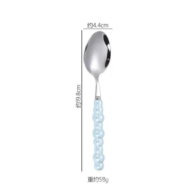 Light luxury Pearl Byen cutlery spoon High appearance level ceramic handle cutlery Steak cutlery Dessert cake fork 1PC