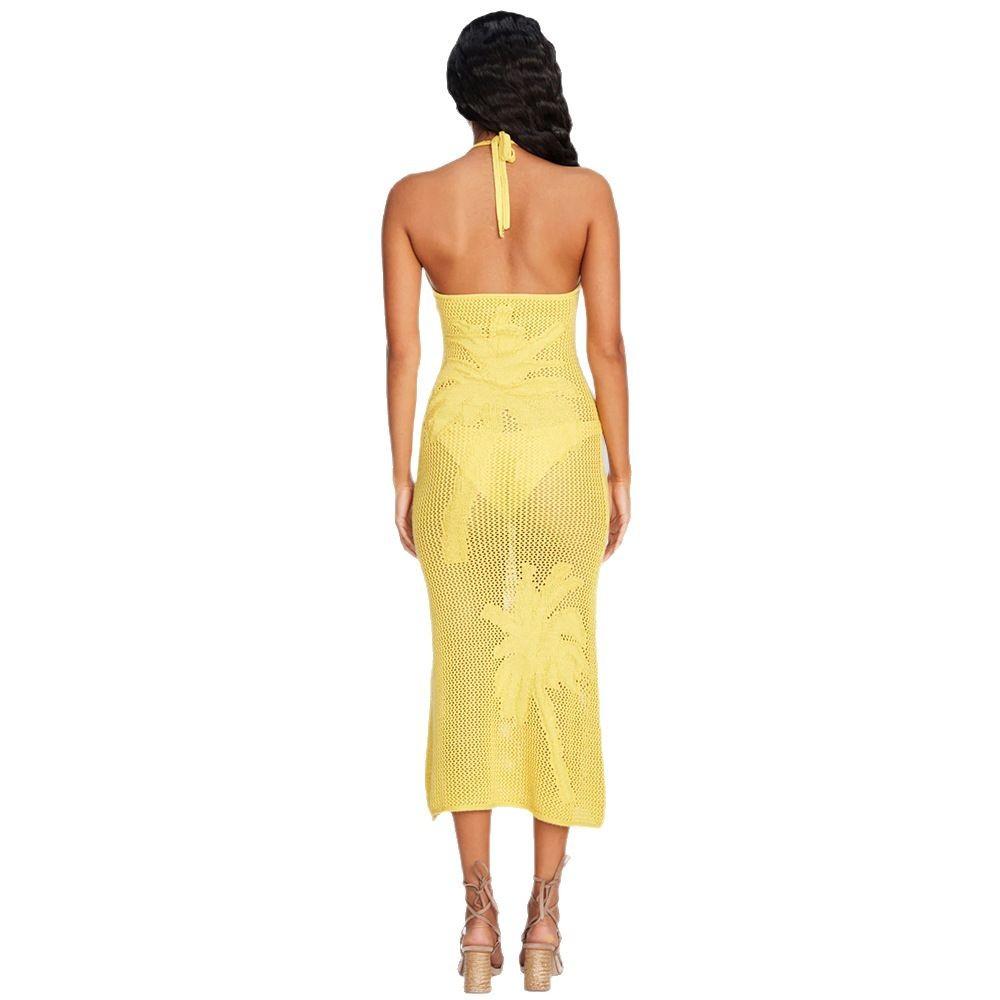 New Summer Solid Color Suspender Textured Hollow Low Neck Exposing Tight Shirt Dress