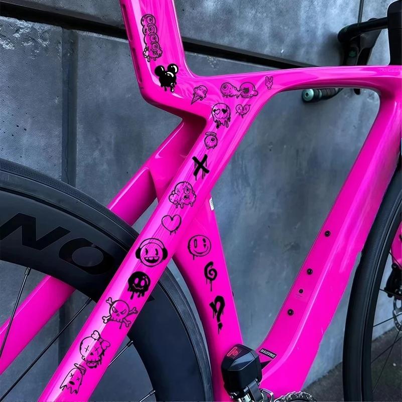 Adesivi per Bicicletta Graffiti Cartoni Animati Per Telaio Bicicletta Tubo Superiore Fai da Te Riflettenti Impermeabili Adesivi per Ciclismo Adesivo per Telaio Bici da Strada
