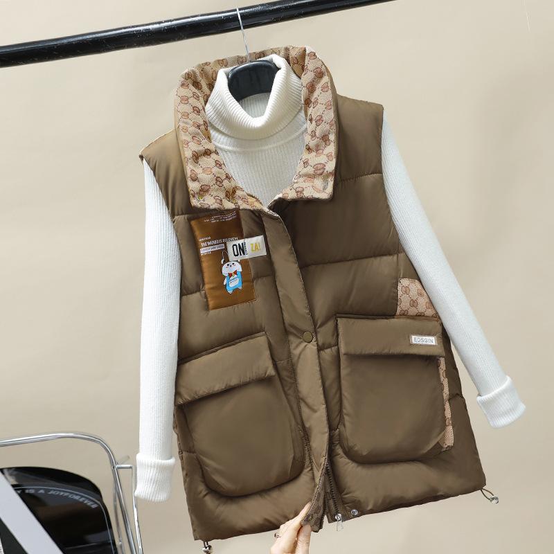 

Новый осенне-зимний женский модный жилет из хлопка, свободный и универсальный жилет из хлопка для верхней одежды XXL