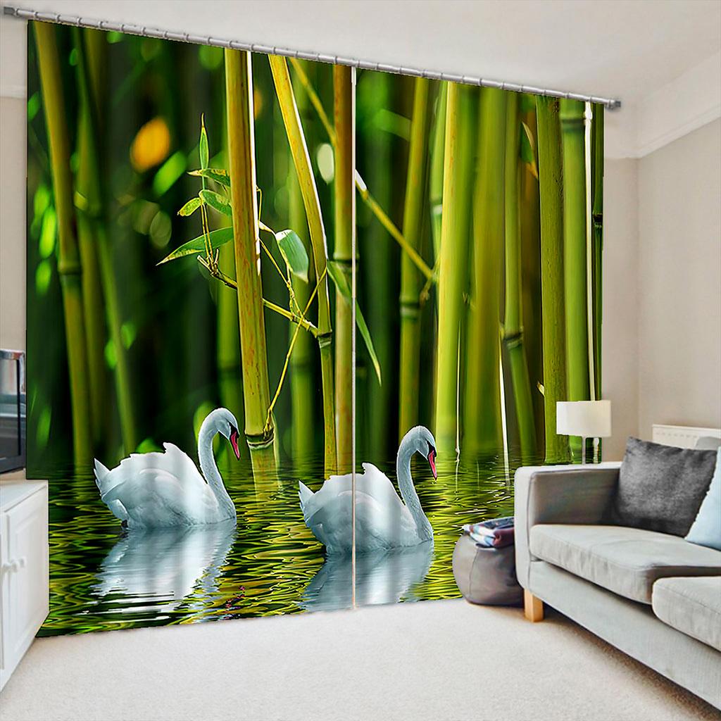 2024 Nature Seaside Scenery 3D Landscape Modern Thin Cloud Window Curtains for Living Room Bedroom Decor 2 Pieces Free Shipping