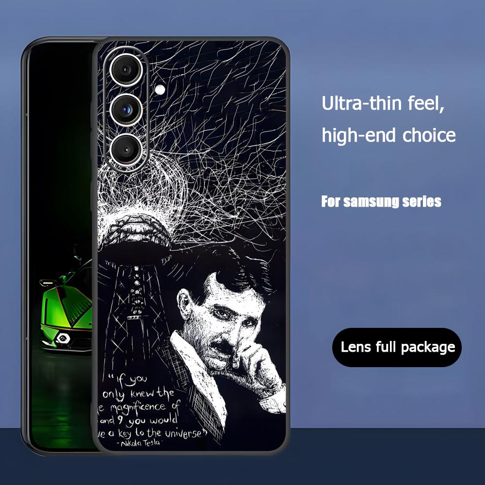 

Модный Художественный Чехол для Телефона Никола Тесла Крутой Для Samsung Galaxy S26 S25 S24 S23 S22 S21 Plus Ultra Note20 Мягкий Черный Galaxy S23+