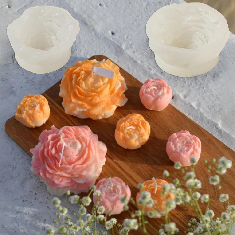 Silicone Mold Set for Candle Making,Resin Crafts,and Home Decor DIY Craft Molds with Rose and Peach Designs-Suitable for Soap an