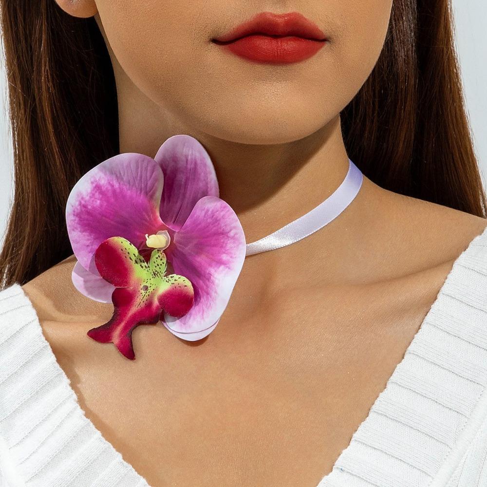 Charm Phalaenopsis Collarbone Chain High-end Flower Choker Exquisite Flower Necklace for Gifts