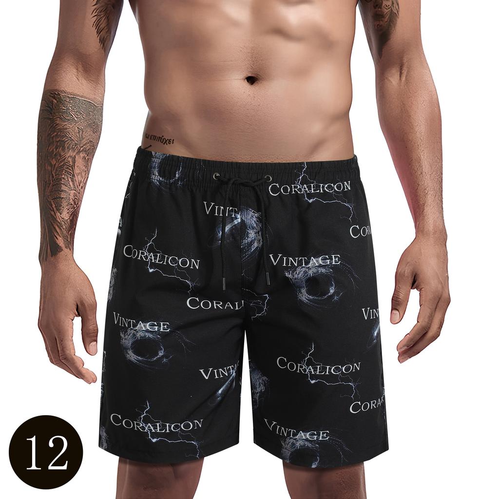 Men's casual shorts, men's shorts 2025 model, featuring tree branch and leaf patterns