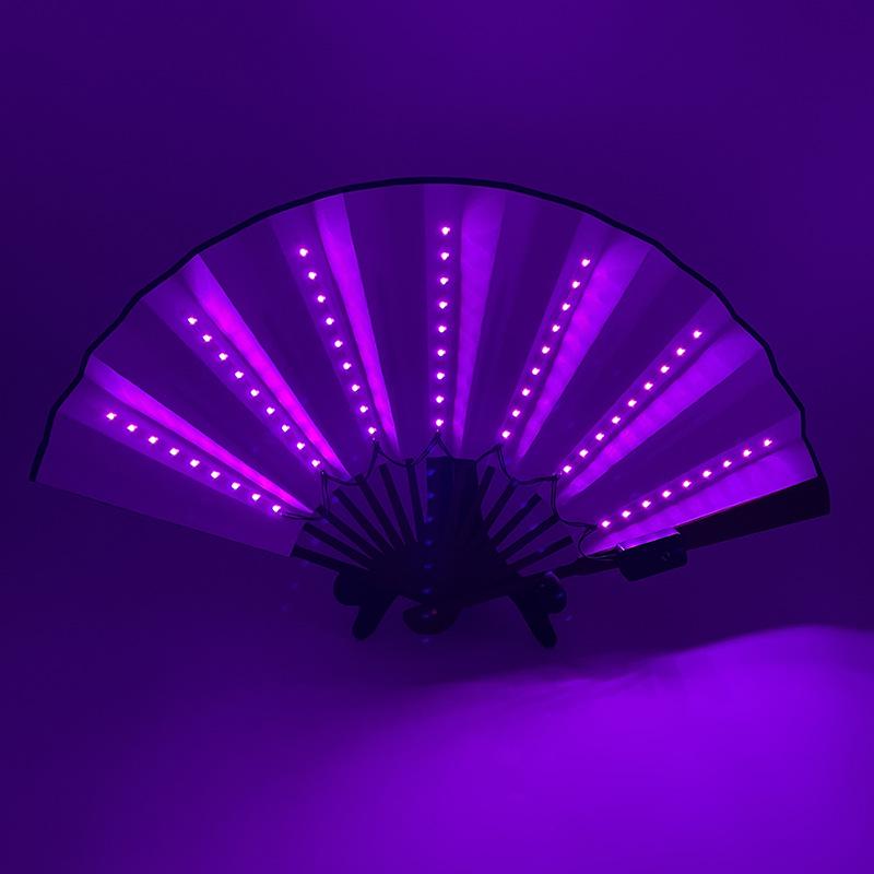 Rose Lace Edge LED Folding Fan - Wedding Gift & Dance Prop