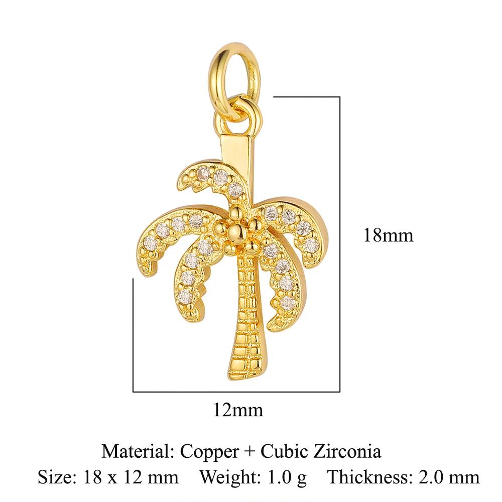 Trendy Brass Cubic Zirconia Life Tree Crown Charm Women Fish Paw Cow Pendant DIY Jewelry Bracelet Earring