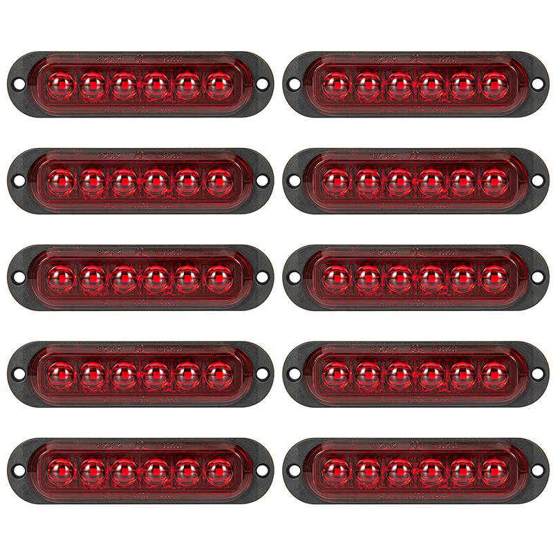 

10 шт. 12 В 24 В 6 светодиодных габаритных огней, сигнальный огонь, внешние огни для автомобиля, прицепа, грузовика, фургона, габаритный огонь, красный, янтарный, белый красный