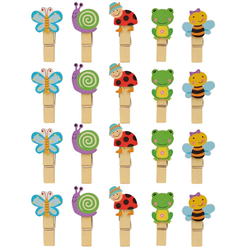 Felimoa Wooden Clothes Peg Photo Memo Set of 20 Clips, Clips, Stationery, Clips,