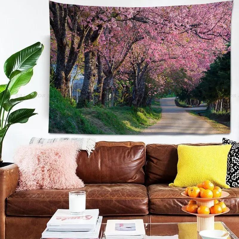 Office Living Room Tapestry Cherry Blossom Forest Tapestry Home Wall Decoration Tapestry