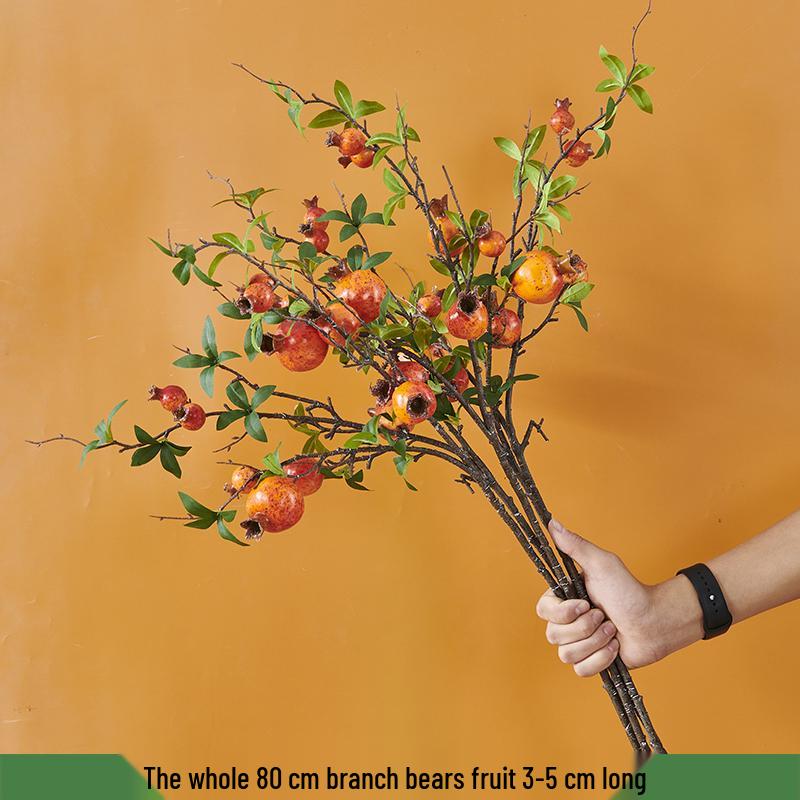 Pomegranate and Persimmon Artificial Flower Branch for Living Room or Dining Table Decoration