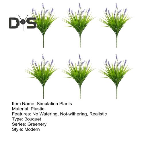 6pcs Non-fading Artificial Lavender Realistic Chic Window Garden Office Patio Hanging Planter