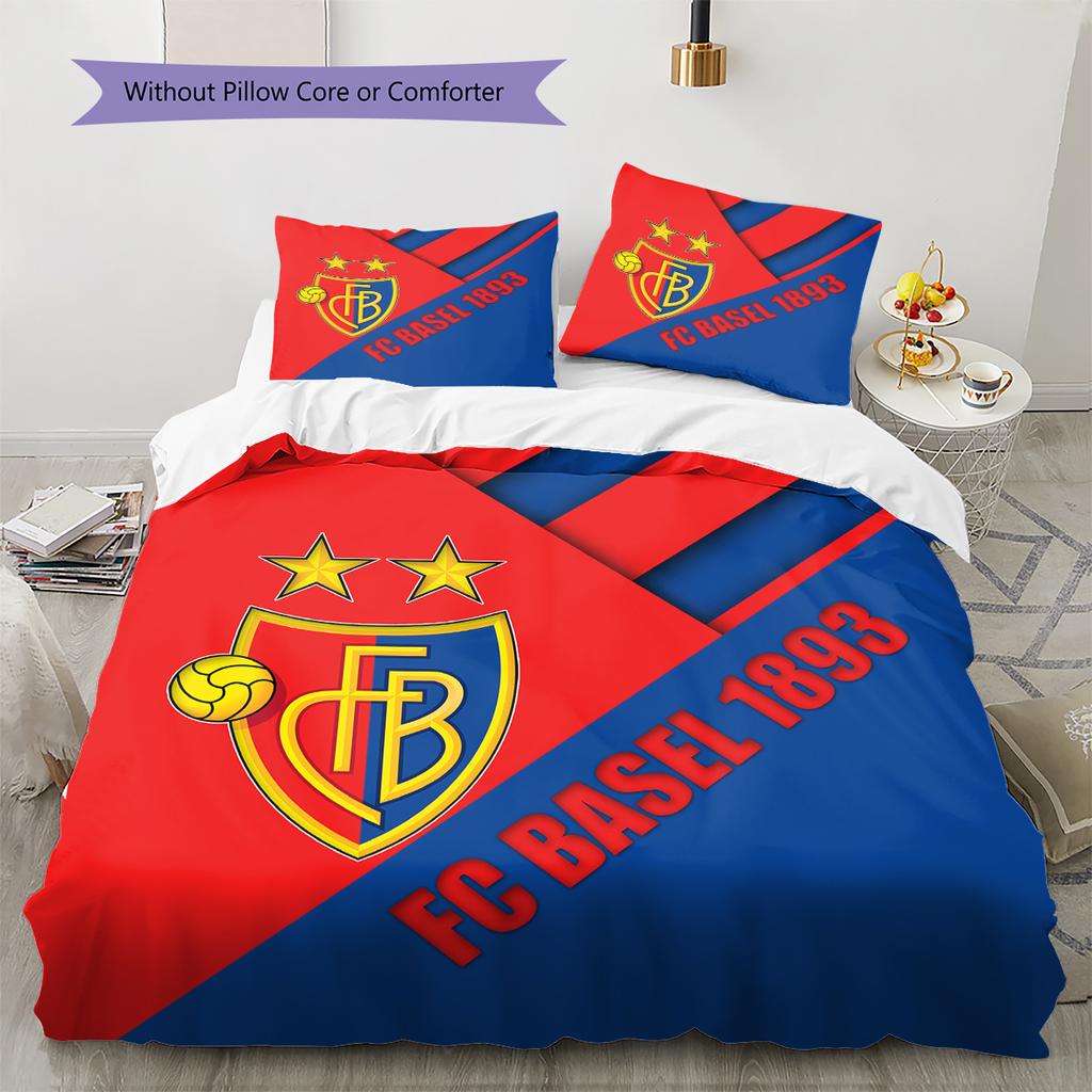 FC Basel Vzorované povlečení Domácí dekorace Narozeninový dárek (1 * povlak na peřinu + 2 * povlak na polštář, bez jádra)