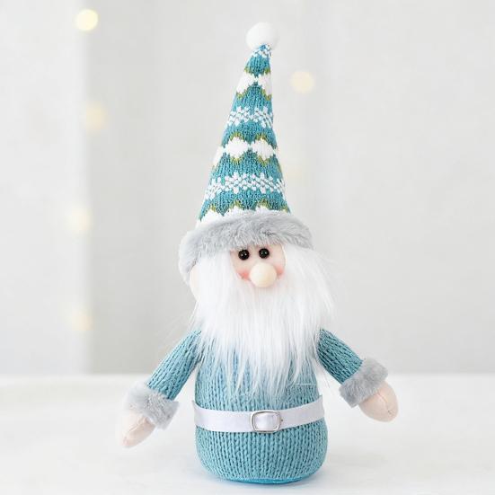 Yousheng Christmas Doll Blue Snowman Santa Claus Reindeer Christmas Doll Handmade Plush Figure Ornament Home Office Decor