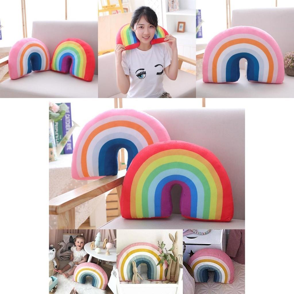 Multicolour Rainbow Plush Pillow Cushion Ideal For Relaxation And Decoration