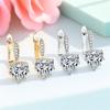 Cute Female White Zircon Stone Round Heart Hoop Earrings Vintage Fashion Gold Silver Color Wedding  For Women