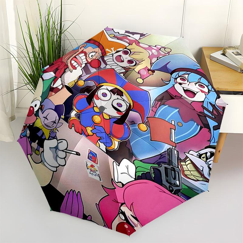 

1pc Punchbowl Clowns Outdoor Umbrella - Automatic Opening/Closing, Portable 3-Fold Design, Iron Frame, Ideal Gift for Fans, Travelers, Daily Use, Fest