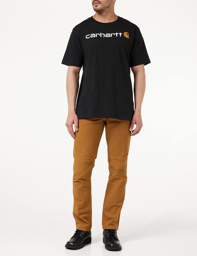 Carhartt Plus Size Signature Short Medium Weight US Black Men's T-Shirt, Logo, Sleeve, Jersey, K195, Size XL, Color