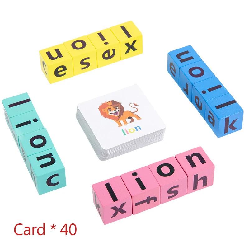 Children's Wooden Montessori Letters Block Cognitive Pairing Puzzle Learning Word Matching Puzzle Education Toys Battle Game