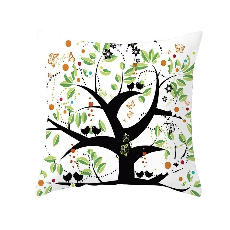Colorful Tree Print Creative Fashion Cushion Cover Pillowcase Decorative Sofa Home Decor