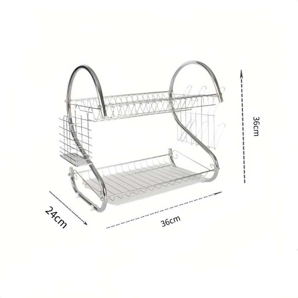 

High Quality Stainless Steel Dish Drying Rack S Shape Metal Tableware Holder 2 Tier Space Saving Kitchen Organizer Kitchen