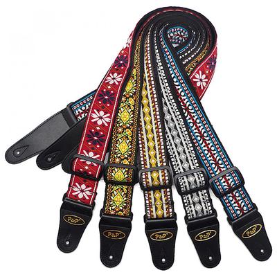 Vintage-Blumen-Streifen-Gitarrengurt mit gewebten Stickstoffen für Gitarrenbass, 5 Farben