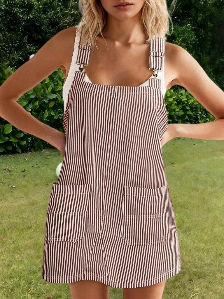 Tuta Jeans da Donna Senza Maniche con Bretelle Regolabili Mini Abito in Jeans