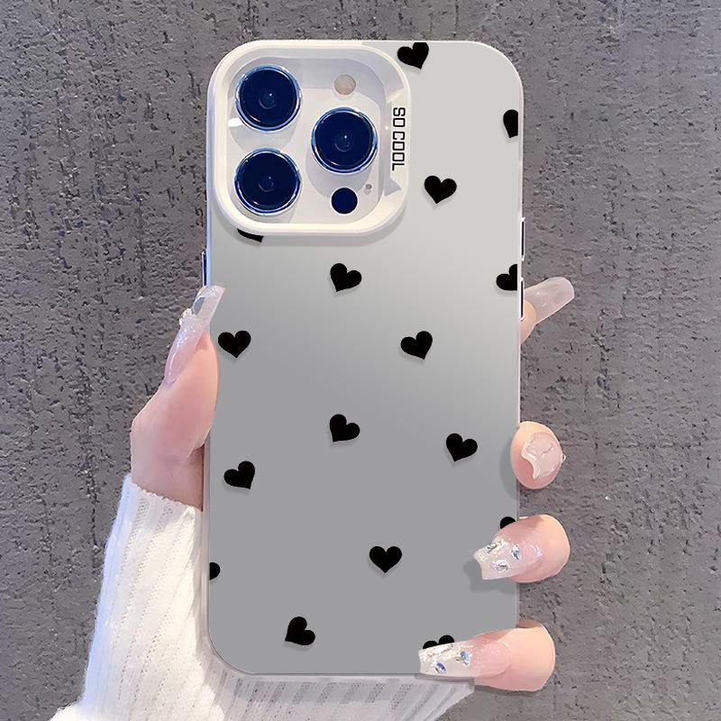

Simple Love Heart Laser Apple iPhone Case for iPhone 16 Pro Max, 14 Plus, 13 Pro - Silver iPhone X/XS/5.8
