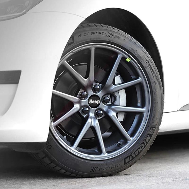 4Pcs 60mm Car Wheel Hub Center Cap Logo Sticker for Jeep Renegade Wrangler JK JL Grand Auto Wheel Rim Emblem Decal Accessories ALW1