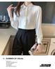 2026 Spring/Autumn Women's Satin Shirt: Long Sleeve, Color-Blocking, Formal Design