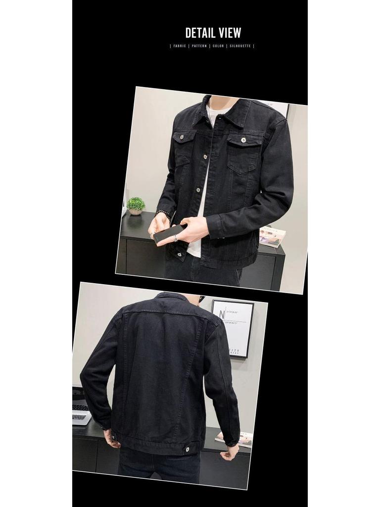 2025 Spring Men's Slim Fit Korean Style Denim Jacket, Plus Size Fashion Casual Cardigan Coat