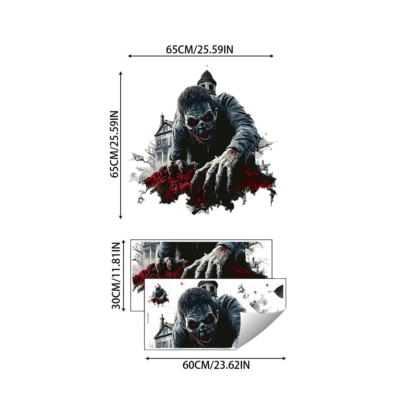 Halloween Horror Ghosts Wall Stickers Gothic Horror Wall Decals Horror Glass Stickers Self-adhesive Black Halloween Stickers