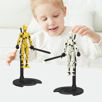 1 Set 3D Printed Robot Action Figure with Base Accessories Multi-jointed Movable Robot Model Articulated Dummy Figurine Desktop Decoration