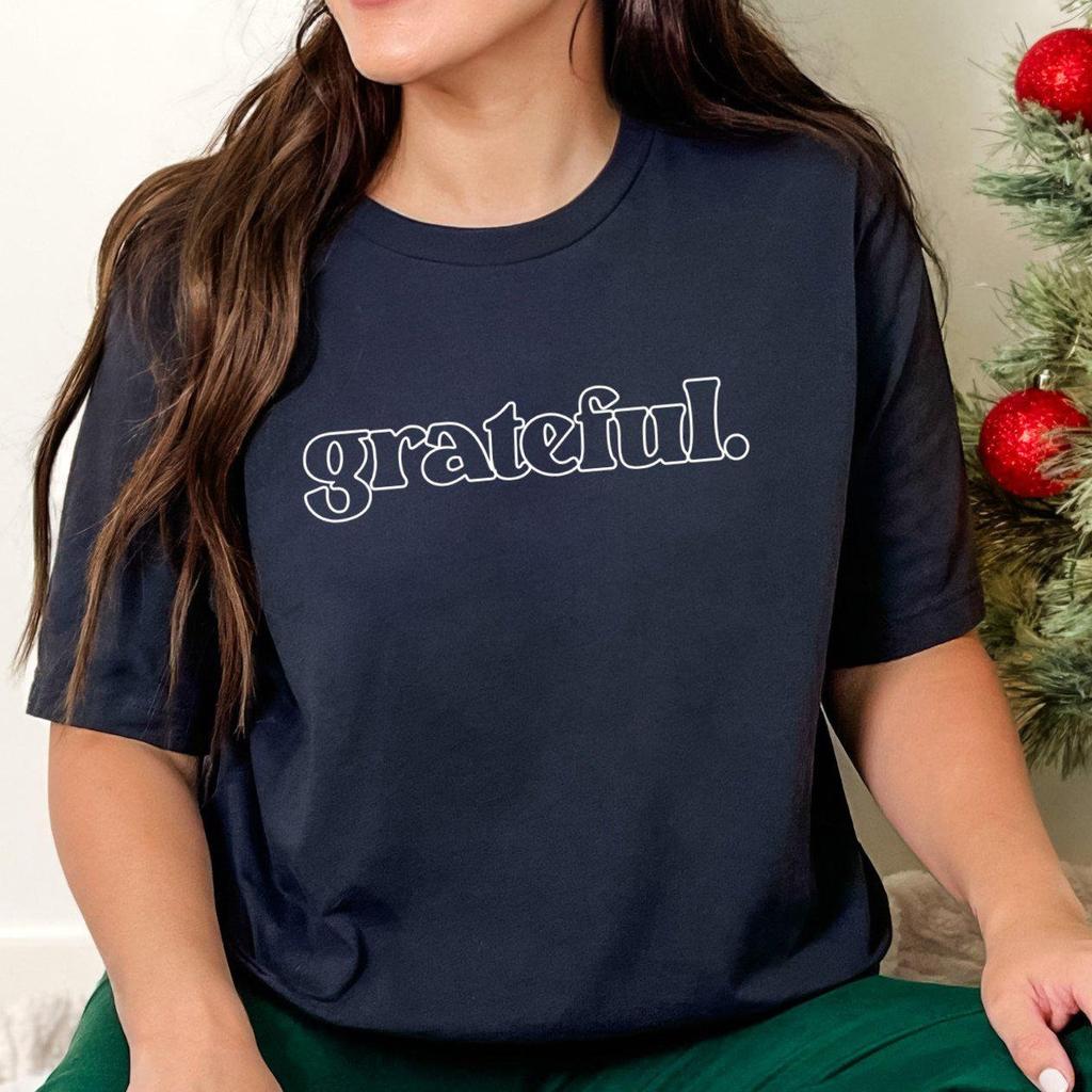 Grateful T Shirt and kids tshirt Inspirational Tee Personalized Christmas Gift Positive Message Shirt and kids tshirt Custom Graphic Tee Holiday Wear