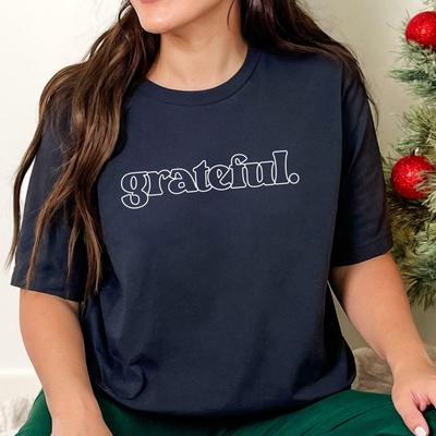 Grateful T Shirt and Kids Tshirt Inspirational Tee Personalized Christmas Gift Positive Message Shirt and Kids Tshirt Custom Graphic Tee Holiday Wear