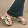 Platform High Heels Slippers Women Flip Flops Shoes Woman Wedges Sandals 2025 Trend Dress Square Toe Pumps Summer Slides Mujer