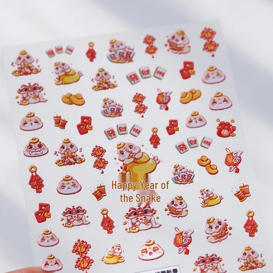 

Новые клейкие наклейки для ногтей TS-3899 Spirit Snake с тиснением - Аксессуары для нейл-арта Года Змеи