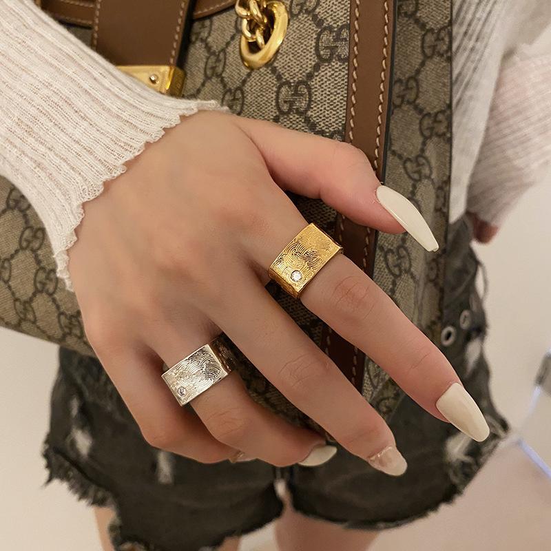 1pc Square Diamond-set Textured Broadface Rings For for Women Men Vintage Gorgeous Jewelry Gift Party Accessories Anniversary