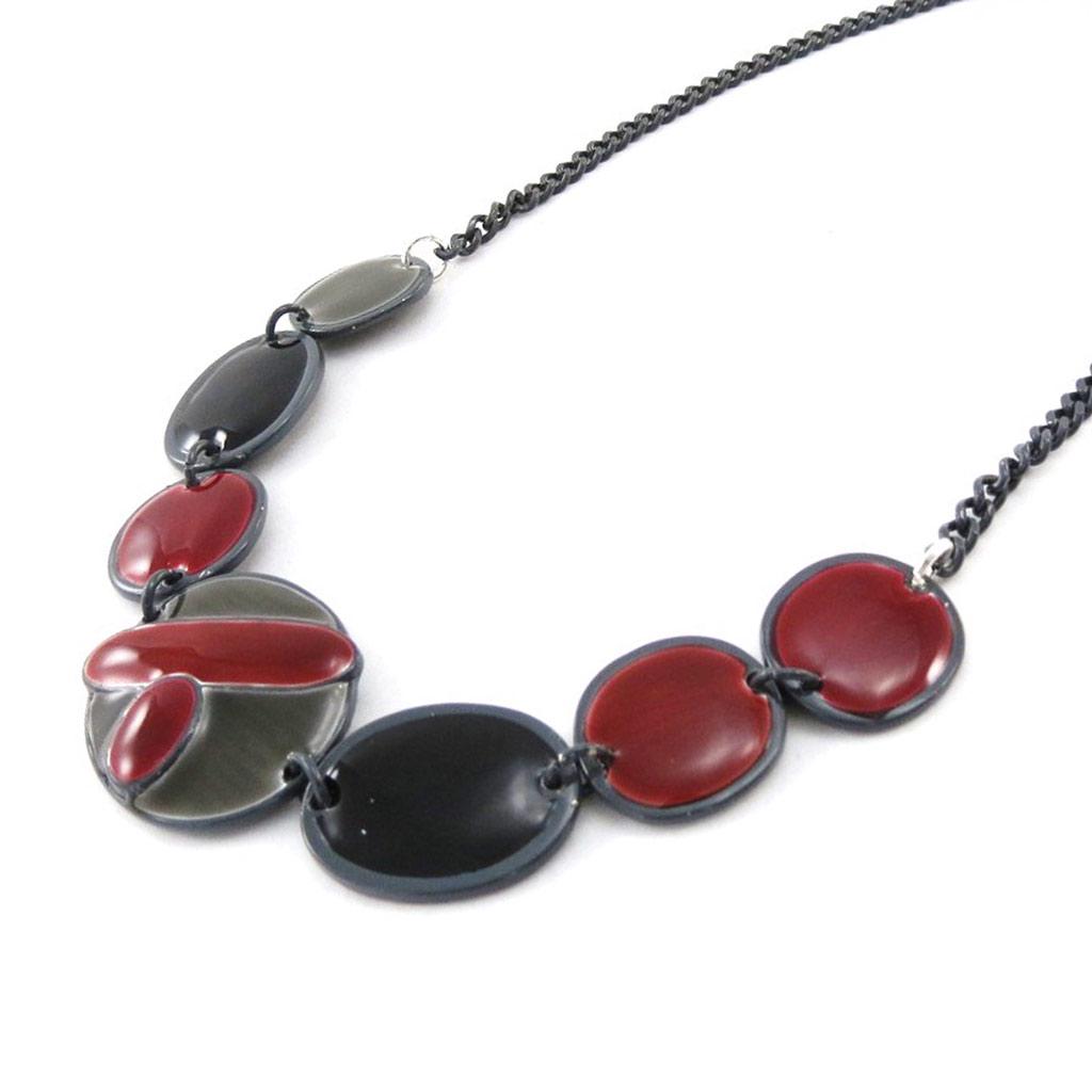 NOA [J1985] - Collier Créateur 'Arlequin' gris rouge