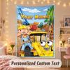 Custom Personalized Tapestry,Bob the Builder Print Custom Name Text Wall Art Hanging for Bedroom
